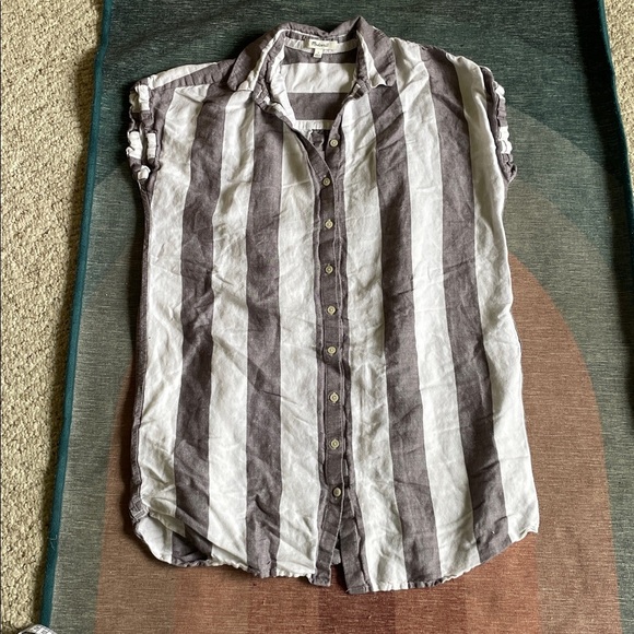 Madewell Coastal Stripe Button Down Linen Dress - Picture 7 of 11